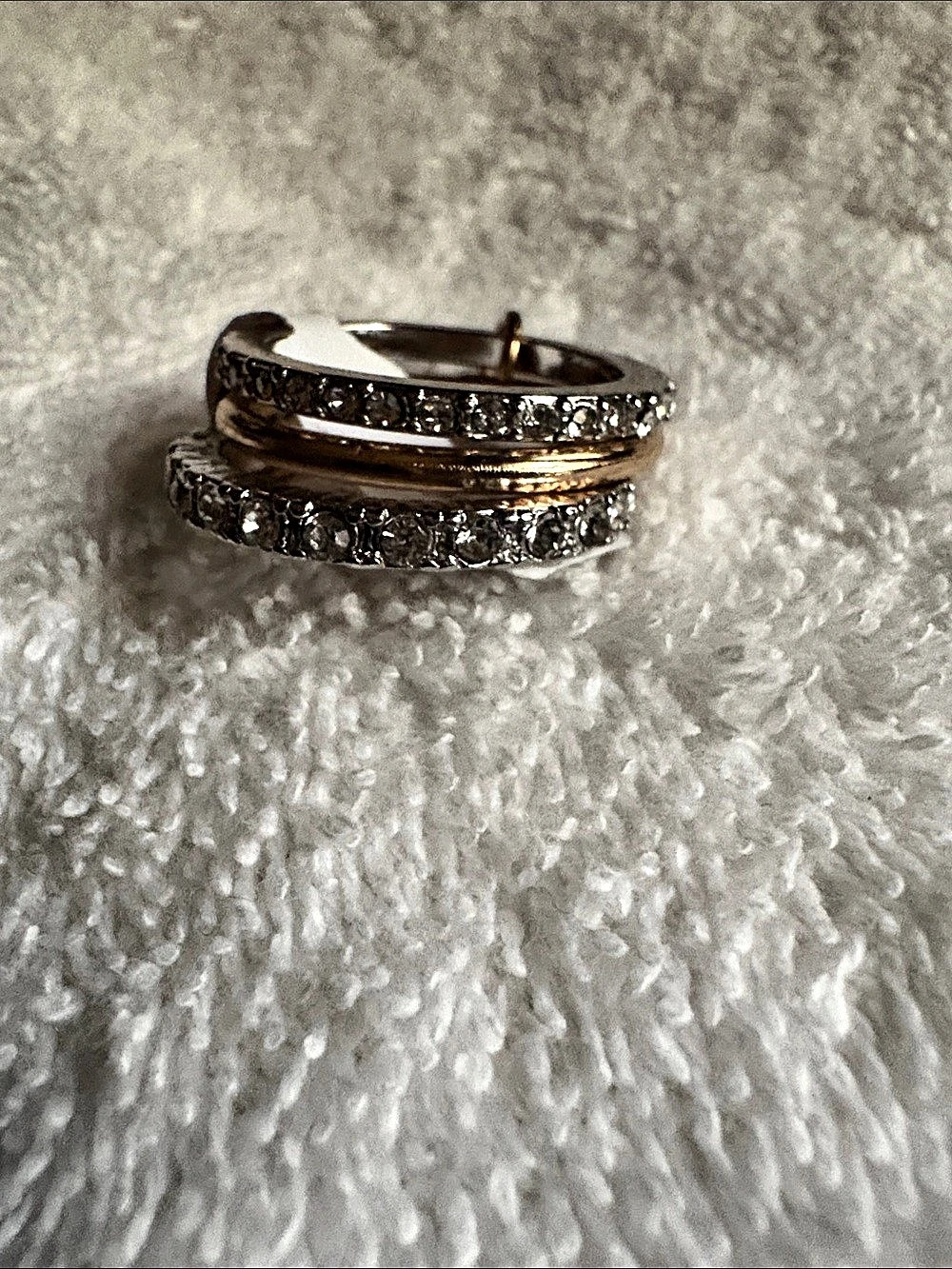 Two-Tone Crystal Band Ring Like New